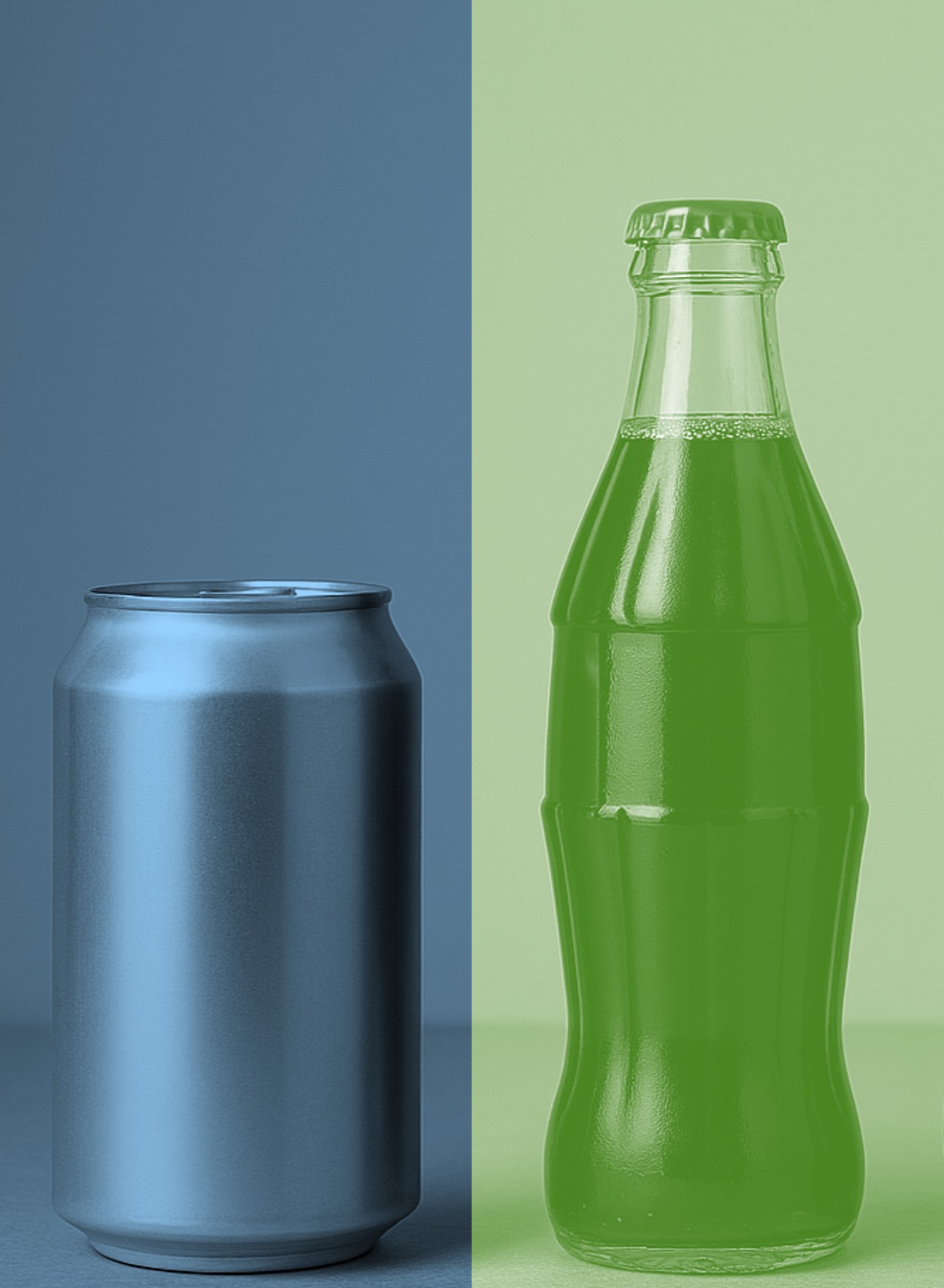 alum can versus glass bottle