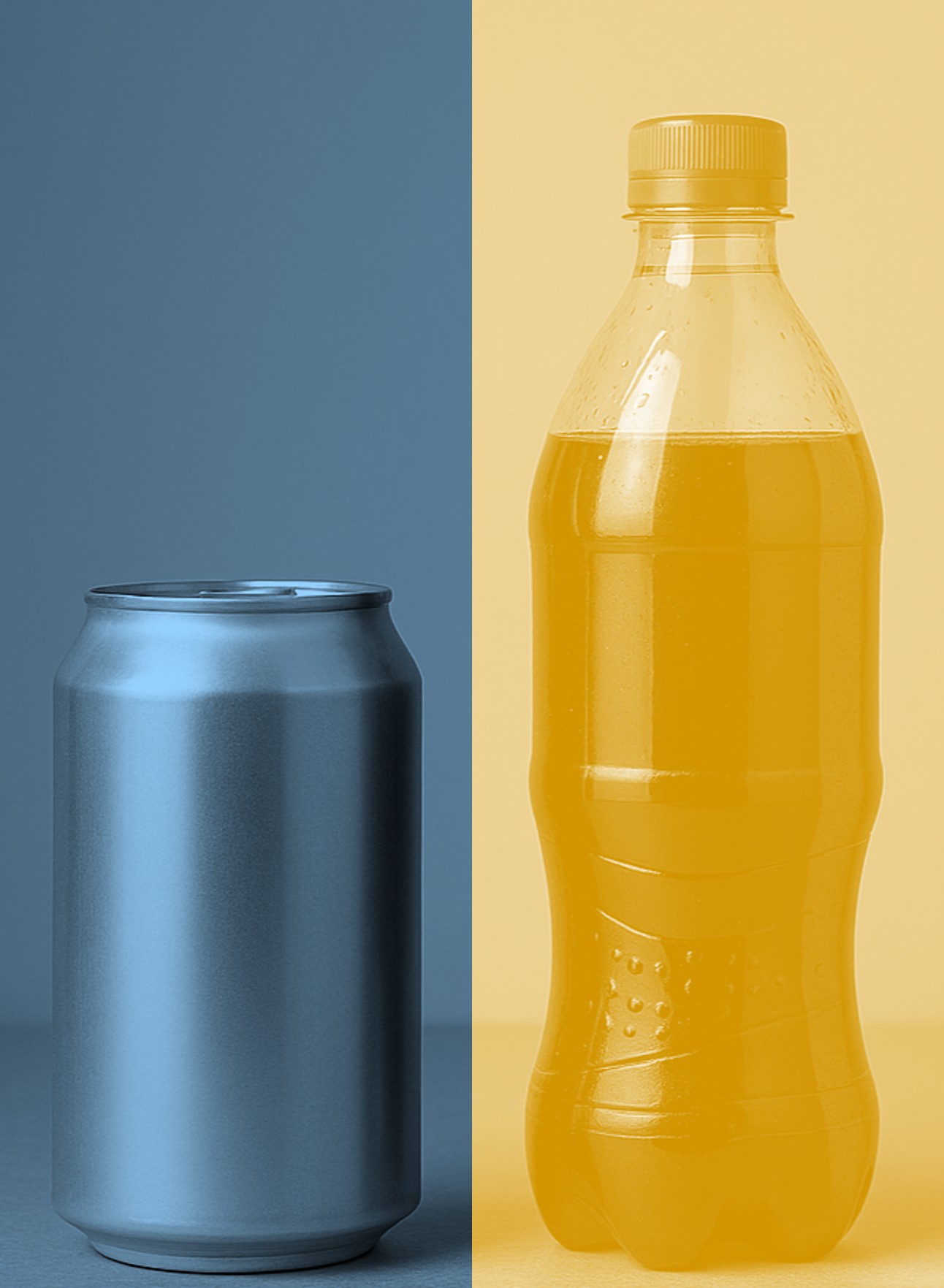 alum can versus PET bottle